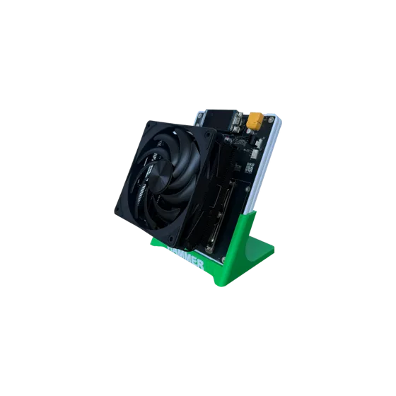 Hammer Miner DC08 with a large fan on a green stand